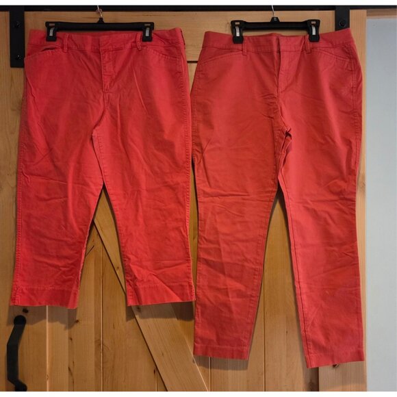 Lot of 2 Old Navy Size 12 Salmon Color Pepper Tamarind Pixie Chino - Picture 1 of 16